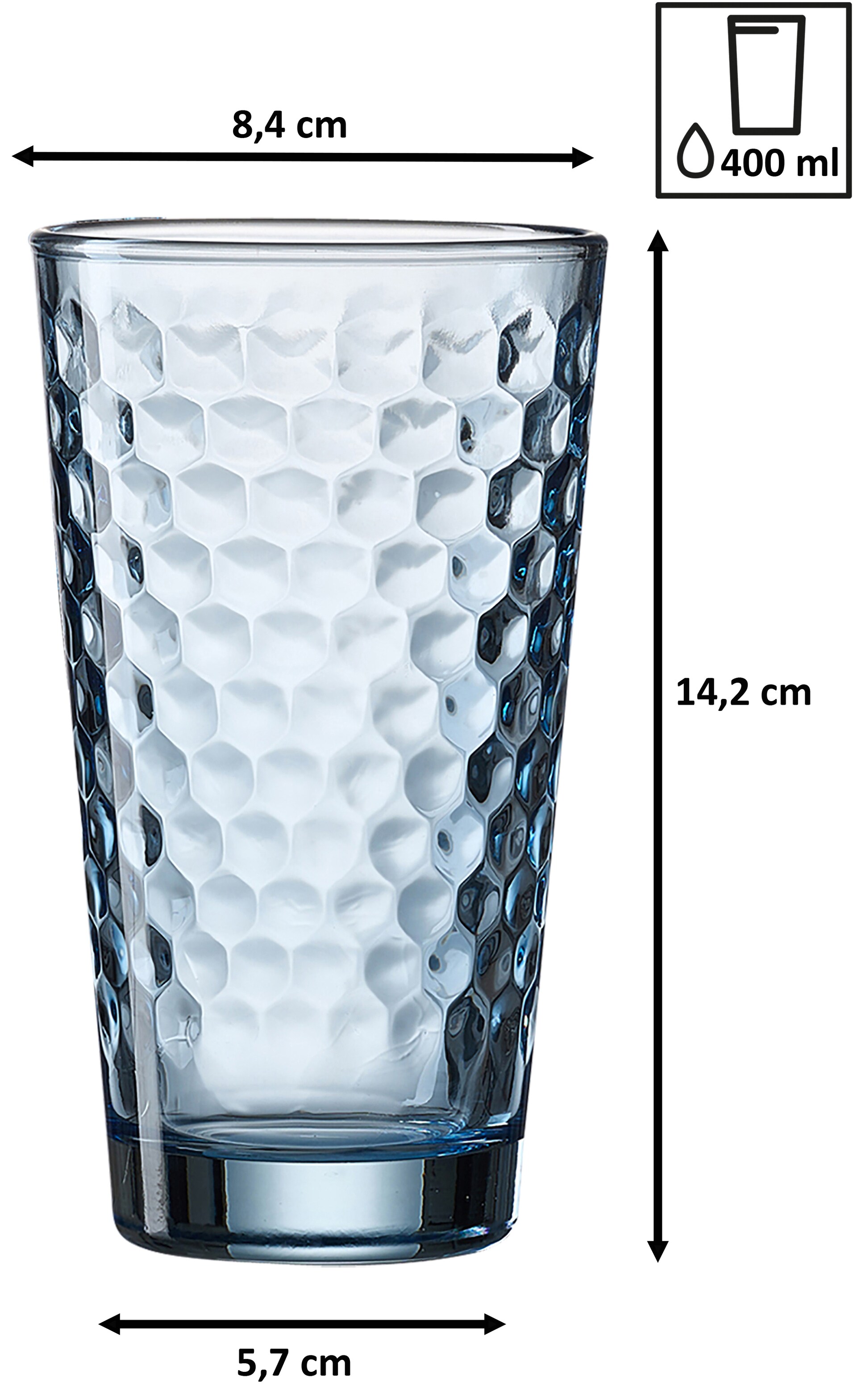 Ritzenhoff & Breker Longdrinkglas FAVO 6er Set 400 ml blau Glas