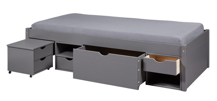 Stauraum-/Funktionsbett LAURO 90 x 200 cm grau