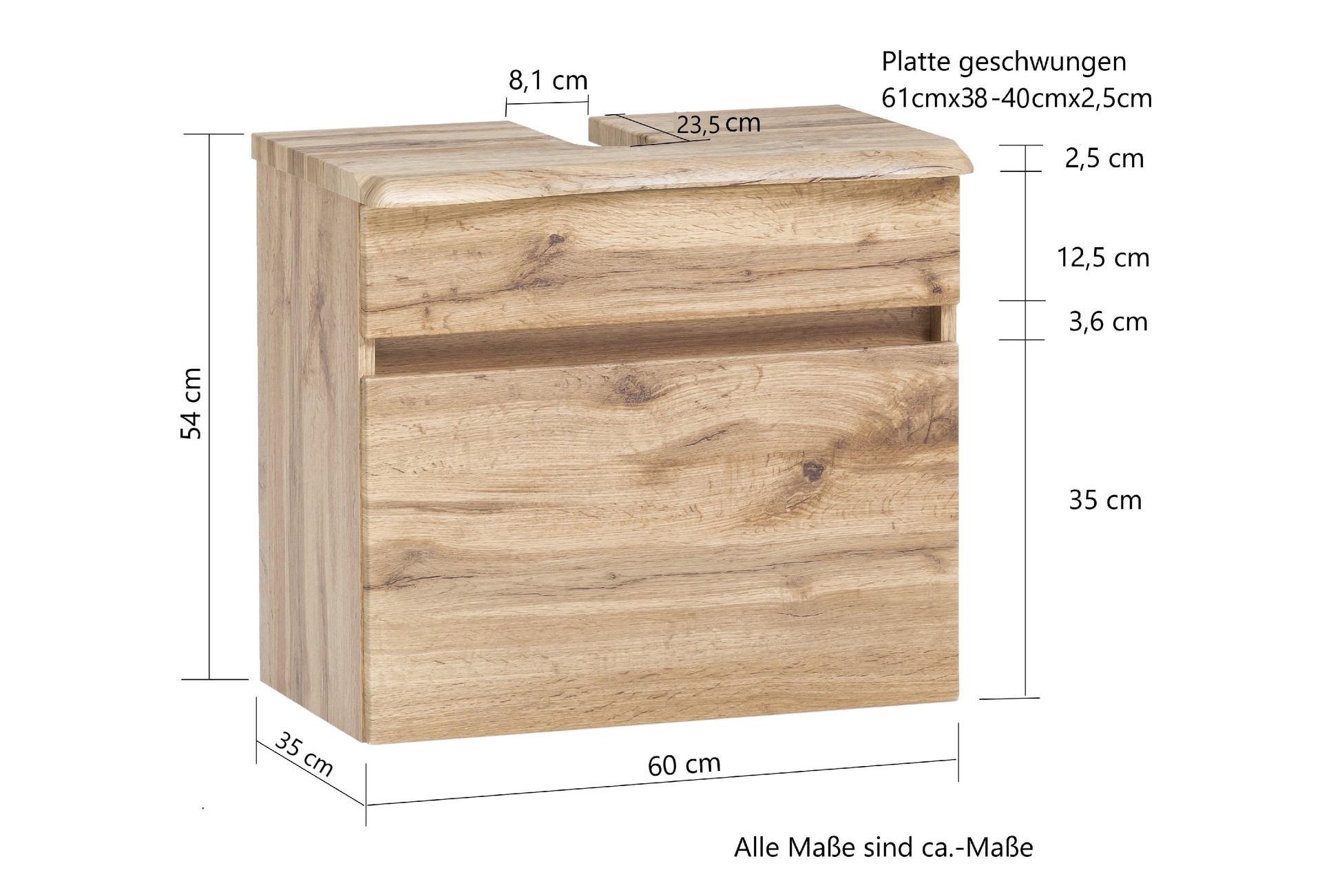 Waschbeckenunterschrank BRÜGGE braun 61cm