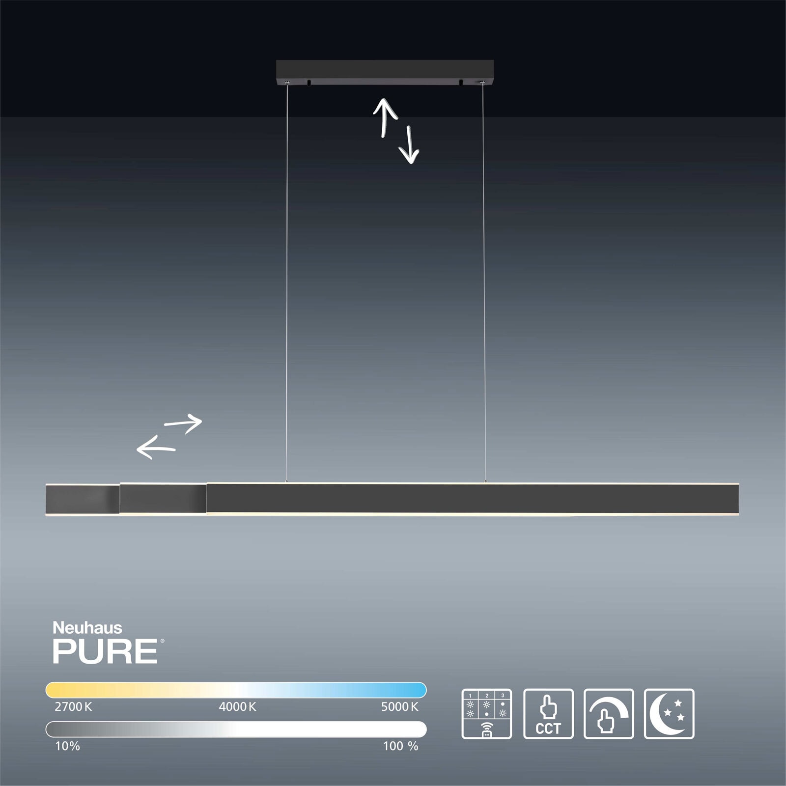 Paul Neuhaus LED Balkenpendel PURE-LUME anthrazit