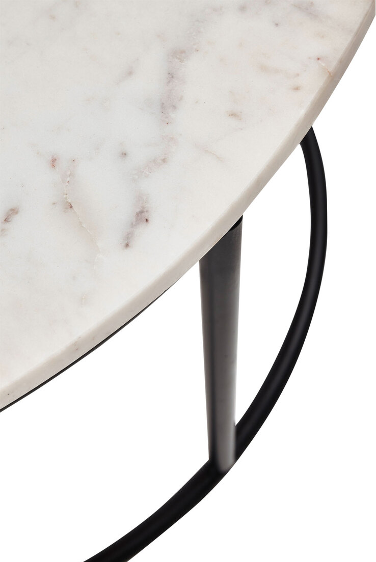 CASAVANTI Couchtisch rund BELFORT 80 cm Marmoroptik weiß
