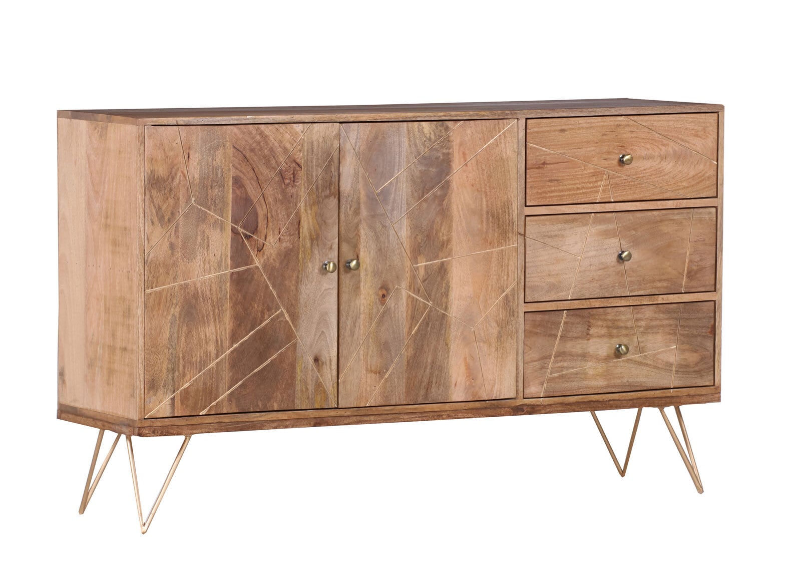 INTERhome Sideboard FAME Mango massiv/ goldfarbig