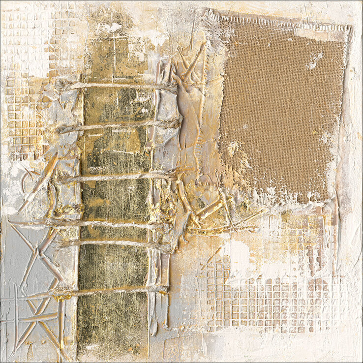 PRO ART Handpainting Bild YELLOW RIVER II 40 x 40 cm Leinwand mehrfarbig