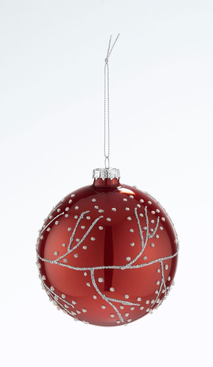 casaNOVA Weihnachtskugel II NORDISCHER WINTER 10 cm rot /weiß