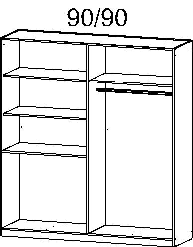 Kleiderschrank HOMBURG 2 Spiegeltüren Alpinweiß/HG weiß