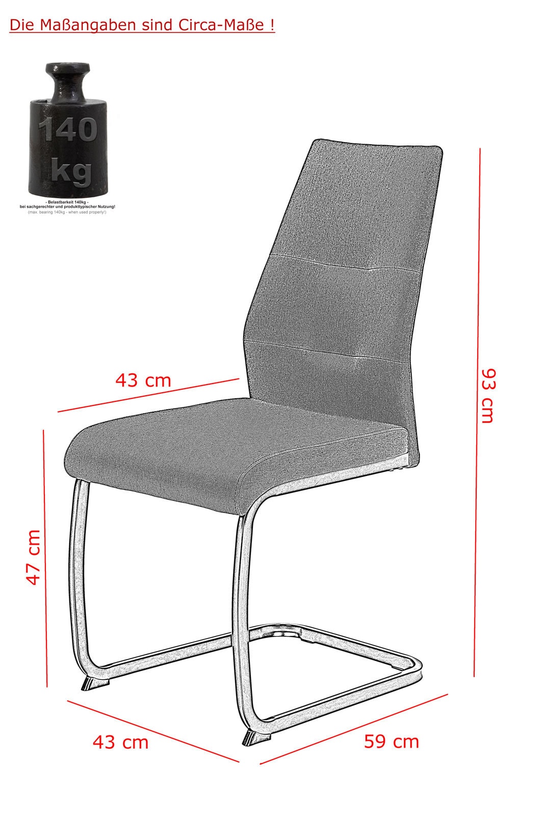 Esszimmerstuhl RIA 2er Set anthrazit