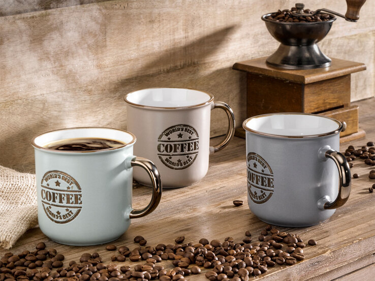 casaNOVA Kaffeebecher grau/ goldfarbig