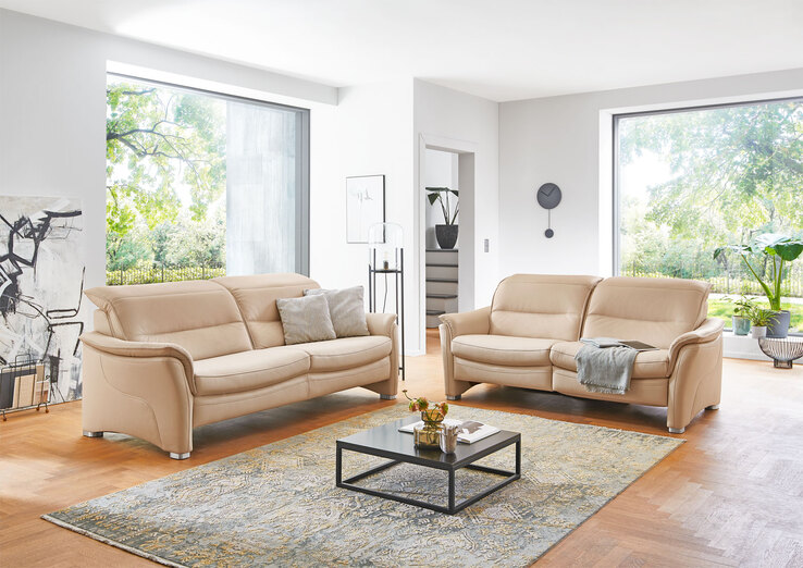 com4lux Ledersofa 3-Sitzer 220 cm Ecru