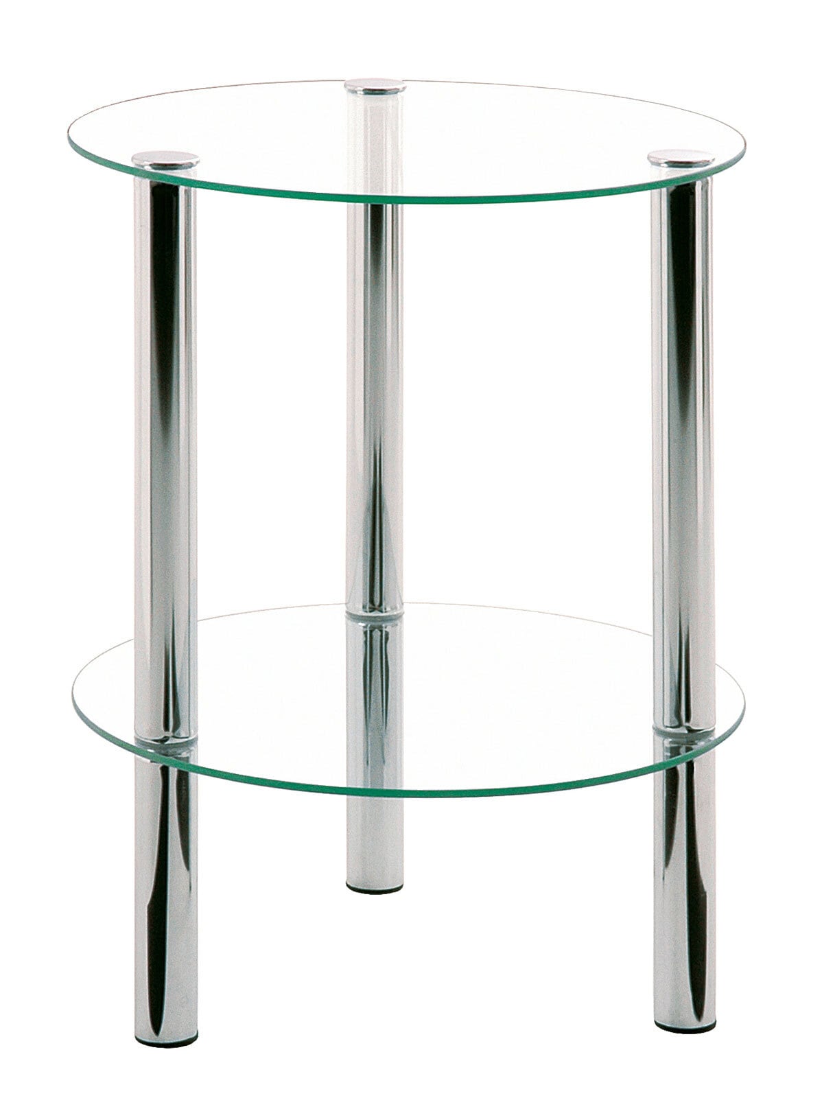 Beistelltisch rund 47 cm Glas Chrom