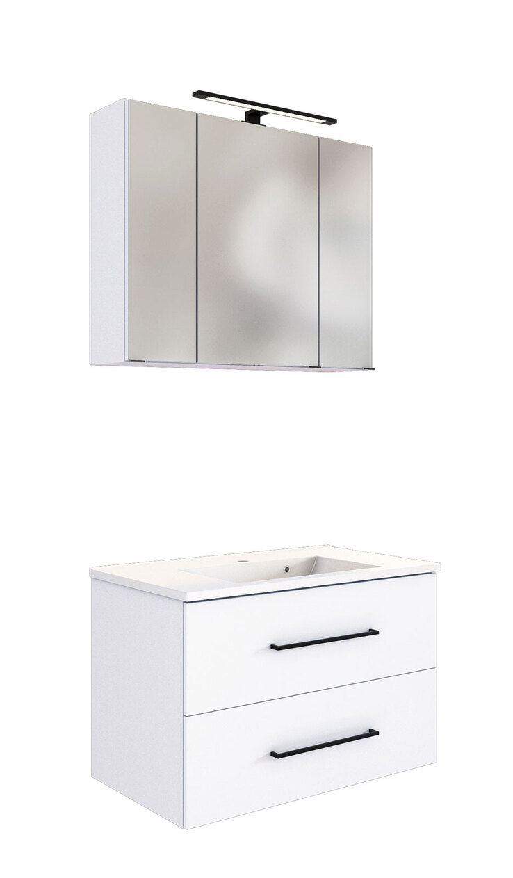 Badkombination LUZERN 3-teilig 80 cm Weiß matt