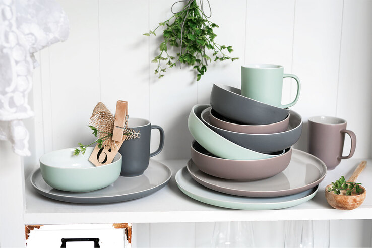 Ritzenhoff & Breker Dessertteller JASPER 6er Set mintgrün/ weiß
