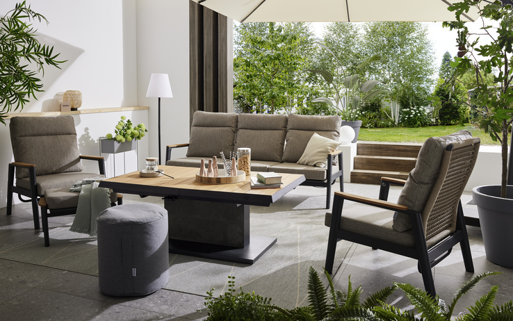 MONDO Loungesofa Outdoor LATEA 208 cm anthrazit /taupe