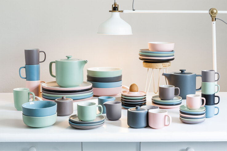 Ritzenhoff & Breker Dessertteller JASPER 6er Set taupebraun/ weiß