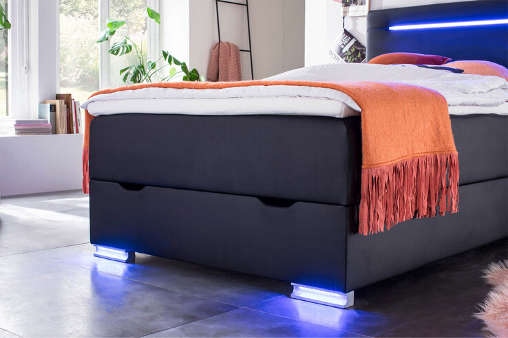 Boxspringbett LAS VEGAS 140 x 200 cm schwarz