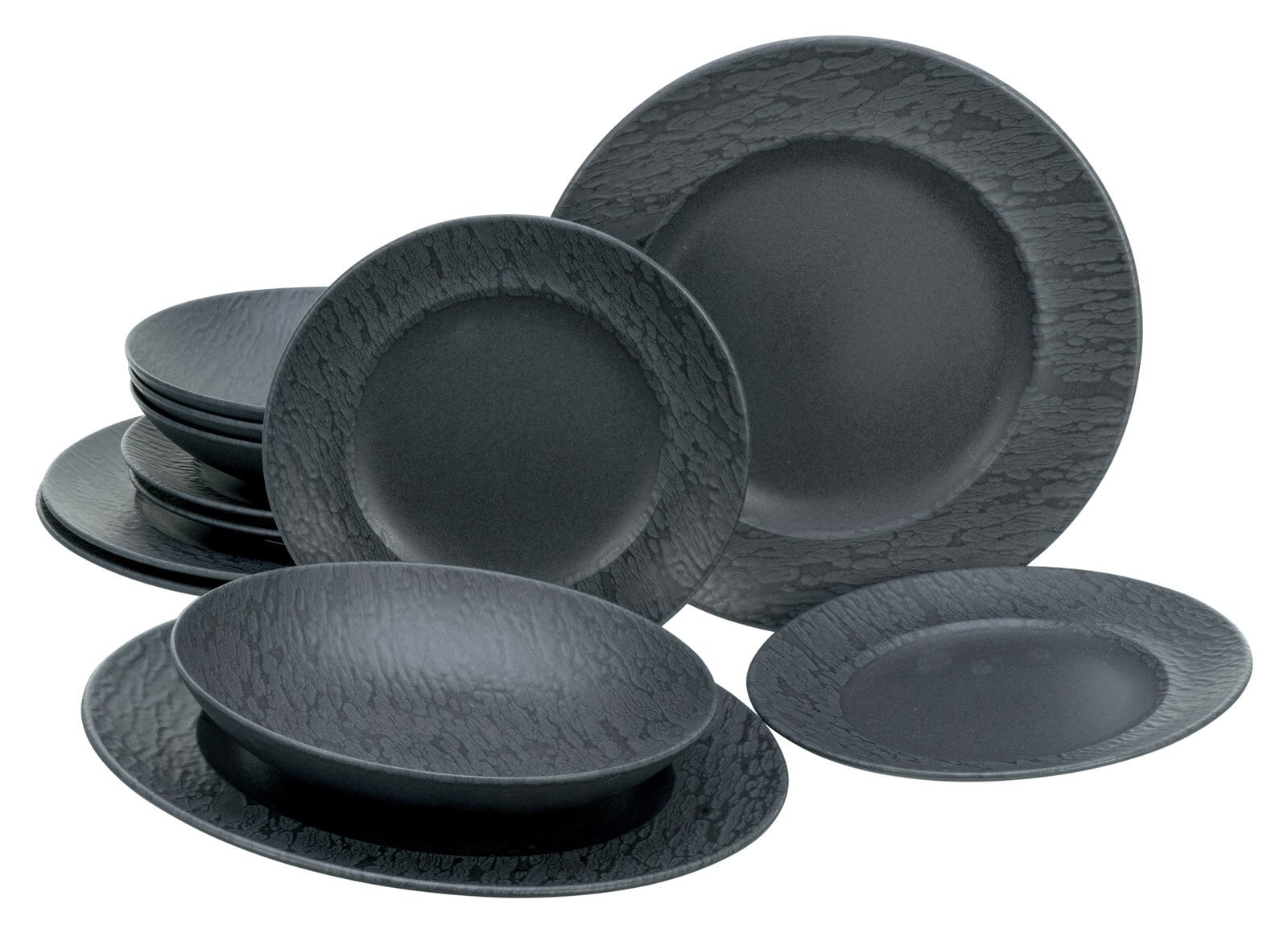 CreaTable Dessertteller RONDO SCHIEFER 6er Set schwarz matt