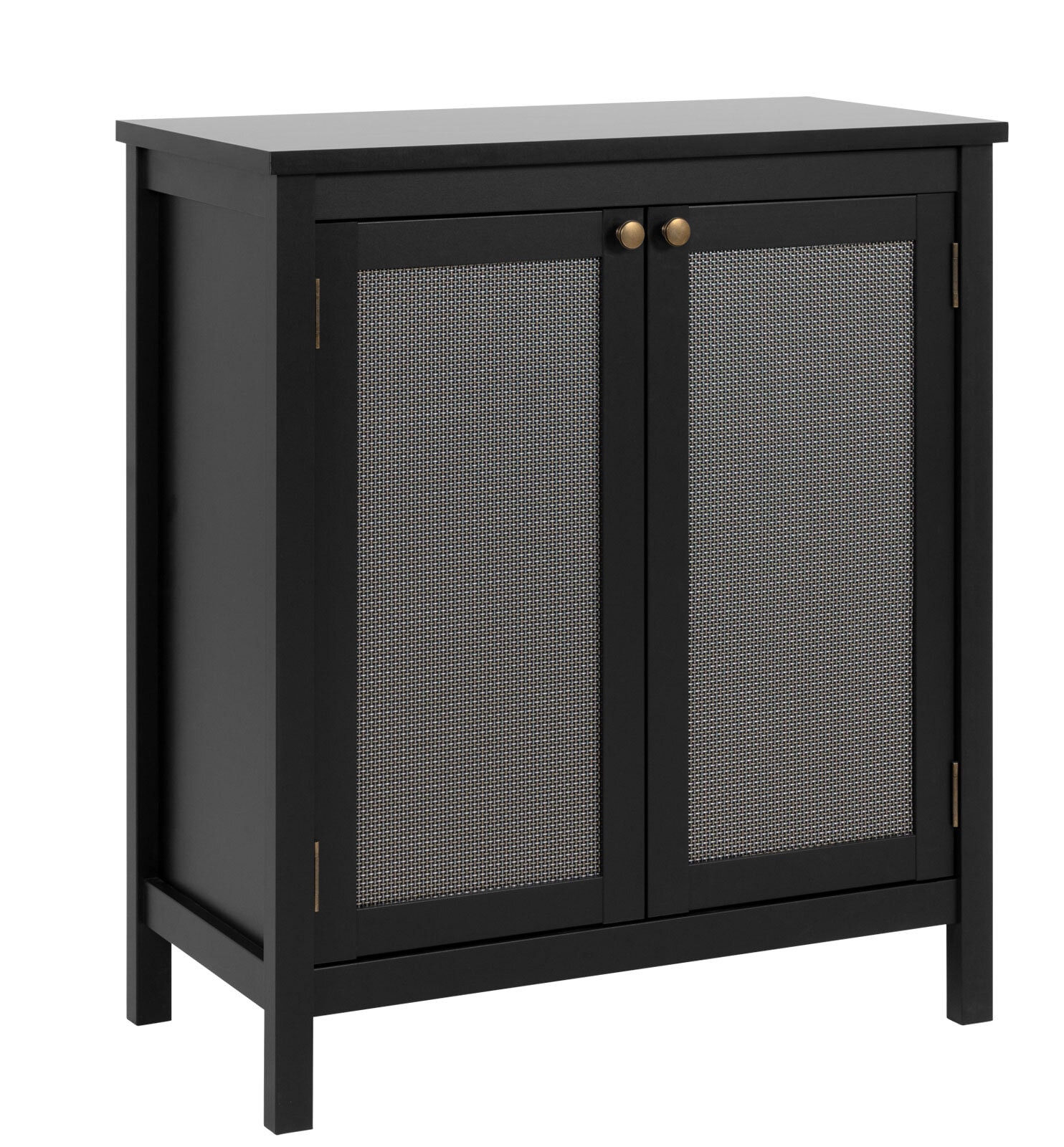 Sideboard CORDOBA 80 x 90 cm schwarz / Geflecht Nobel