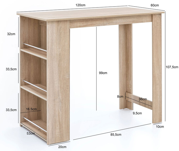 Bartisch 60 x 120 cm braun