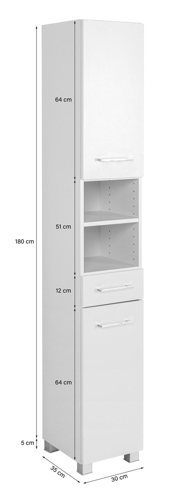 Hochschrank PARIS 30 x 180 cm Graphit/ Wotan Eiche