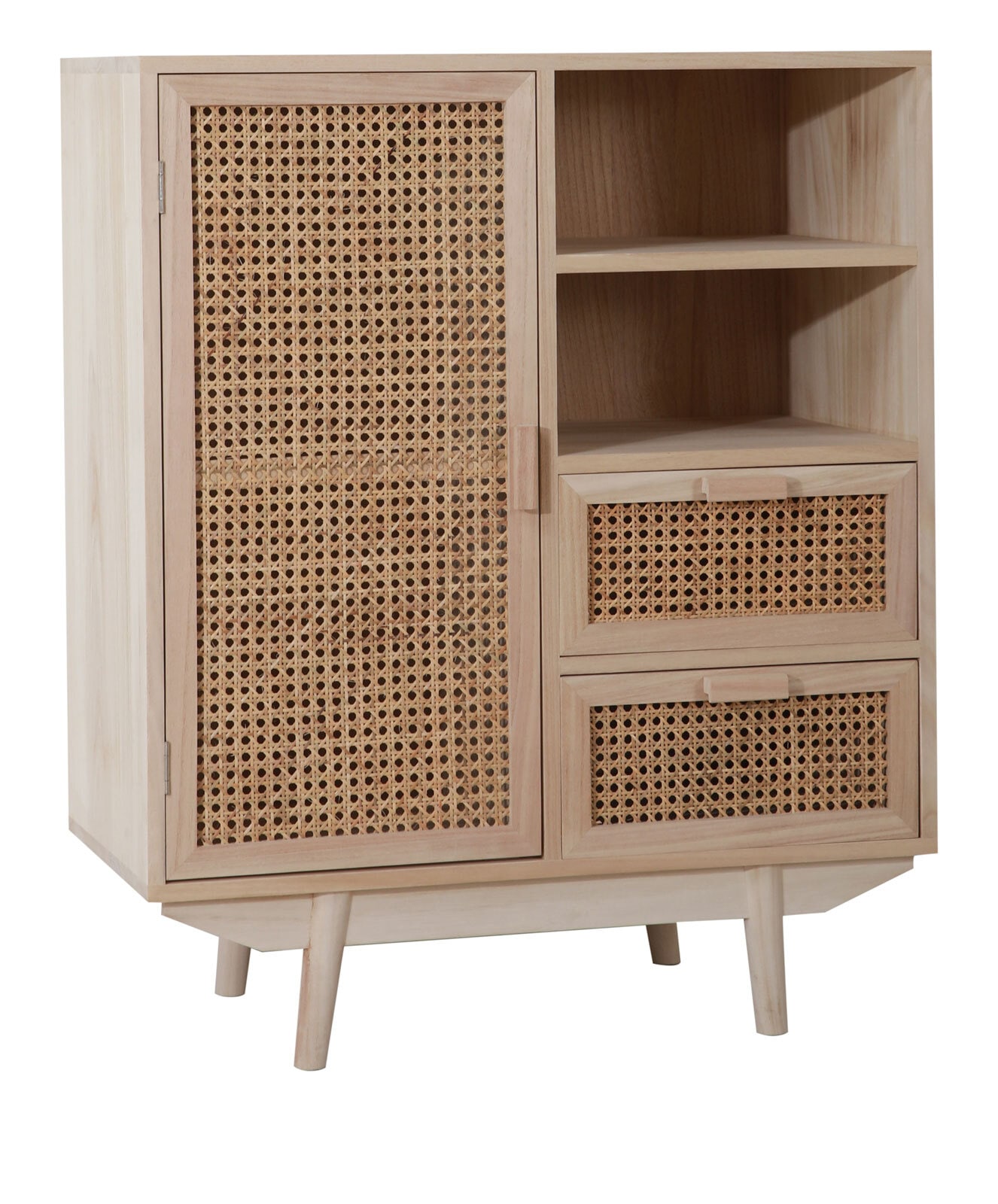 Highboard 70 x 85 cm Braun/ Rattan