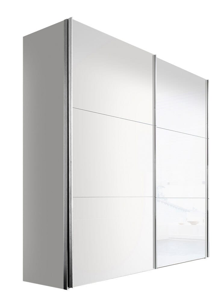 Kleiderschrank NEW JERSEY AS-I  200 x 68 cm Polarweiß /Polarweiß/Weißglas