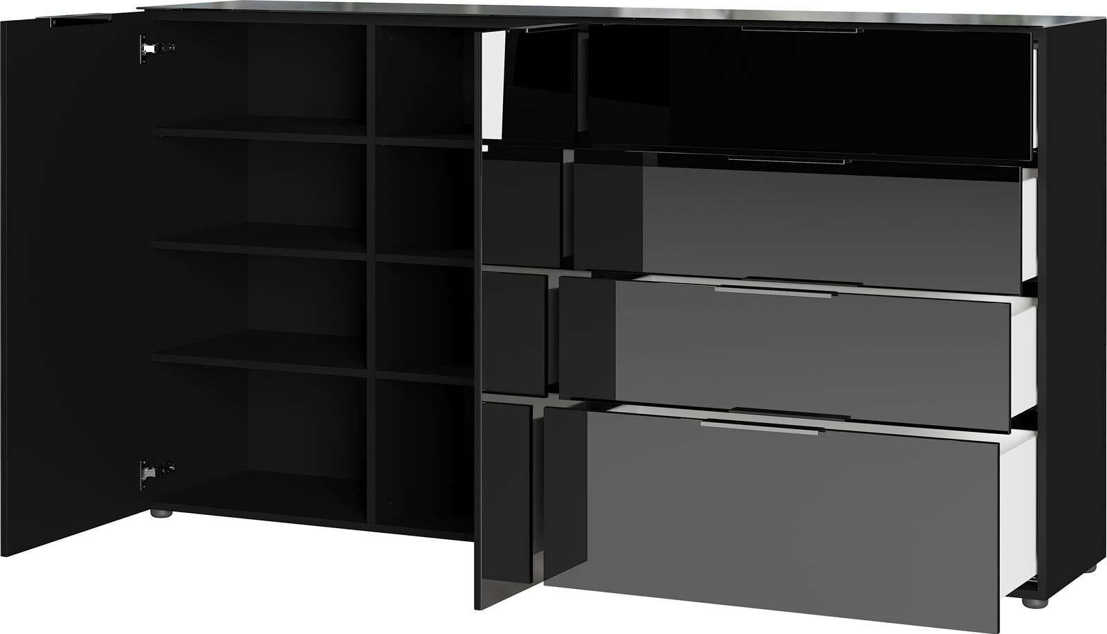 CASAVANTI Sideboard OAKLAND 184 x 102 cm Glas Schwarz/Schwarz