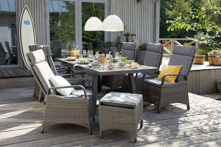 Garden FLAIR Gartentisch LENA A 200-260 x 100 cm anthrazit /Holzoptik braun
