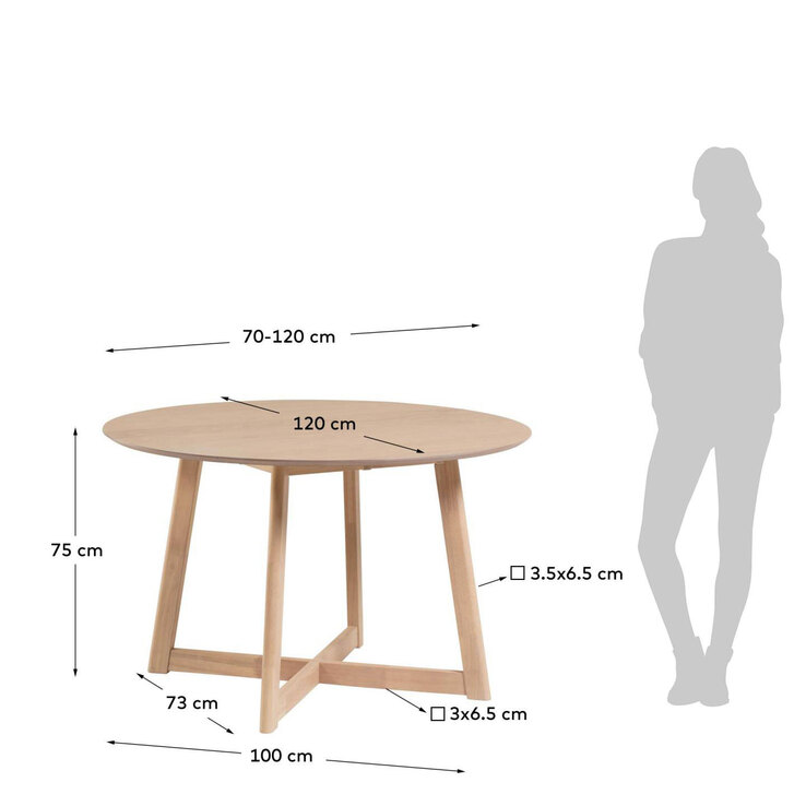Kave Home Esstisch rund MARYSE 70-120 x 120 cm Eiche furniert