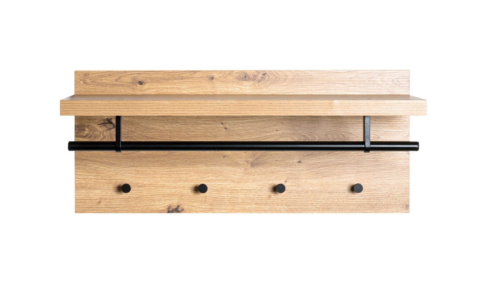 Wandgarderobe 70 x 30 cm Eiche/ Schwarz