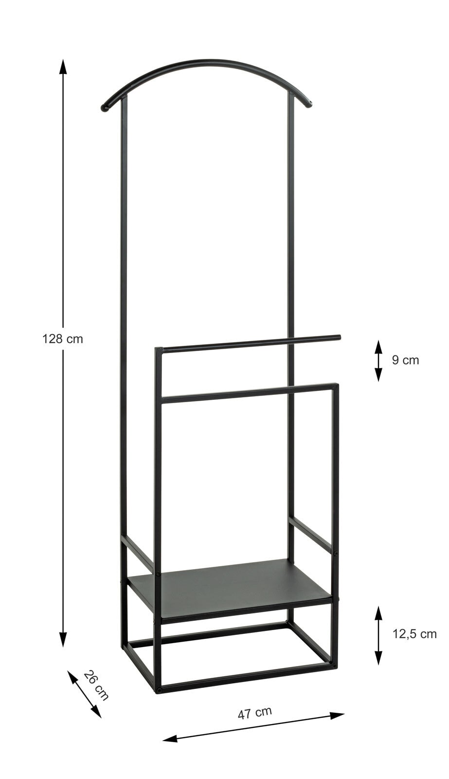 Herrendiener 47 x 128 cm Schwarz