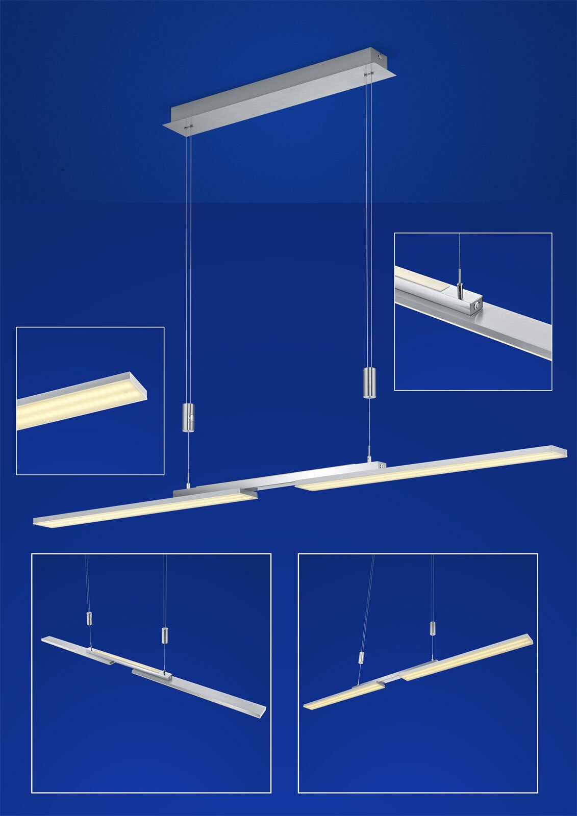 HELL LED Pendellampe LESS 3-flg chromfarbig