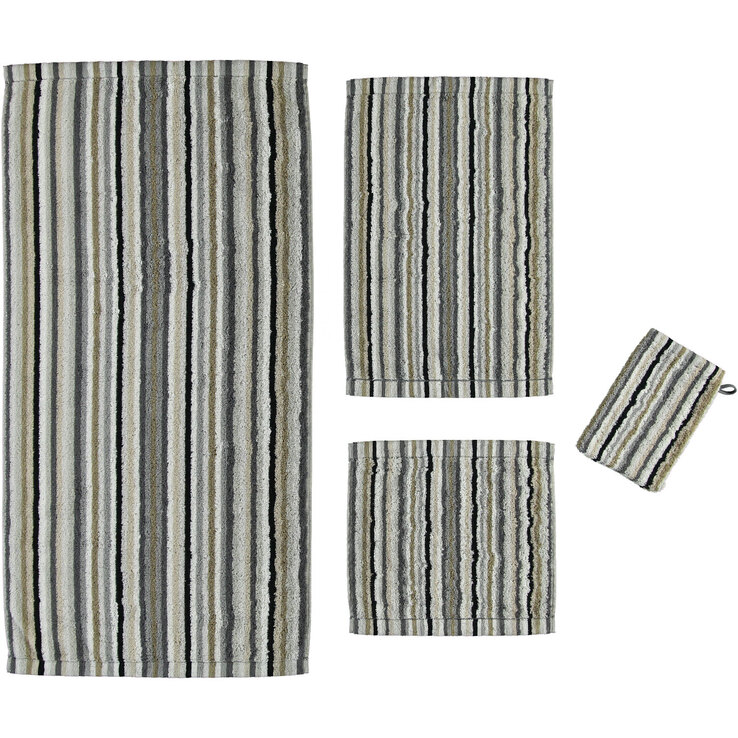 Cawö Handtuch LIFESTYLE STREIFEN 50 x 100 cm kieselgrau/mehrfarbig