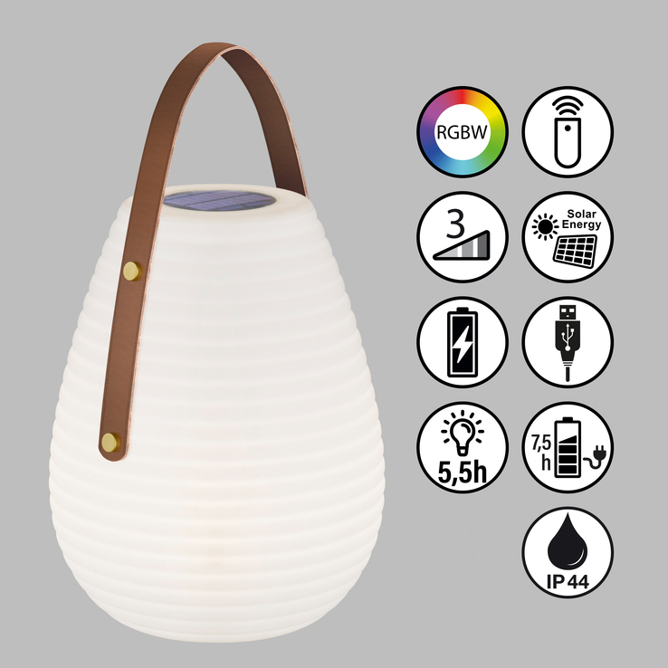 SCHÖNER WOHNEN-Kollektion Akku LED Tischlampe BELL 46 cm weiß