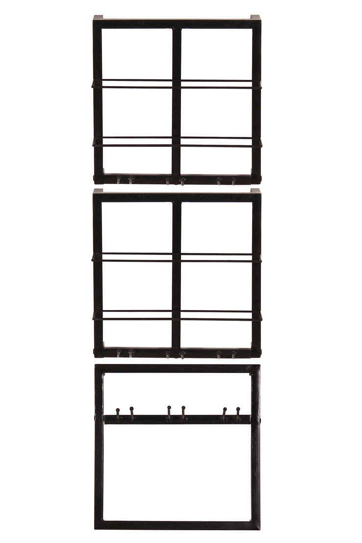 Wandregal-Set 3-teilig 35 x 115 cm antikschwarz