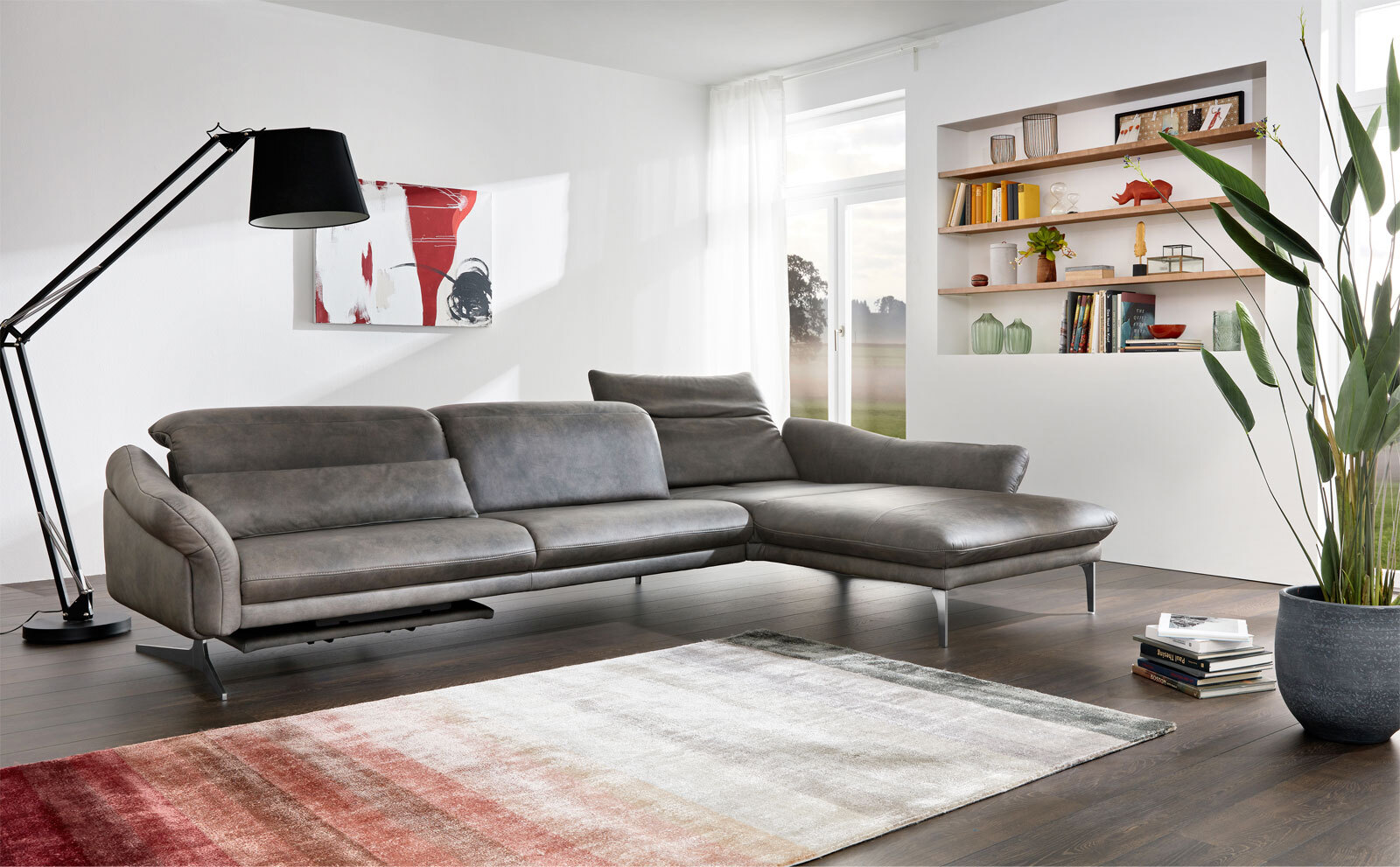 himolla Ecksofa WAGING Eleganza Leder meteorbraun