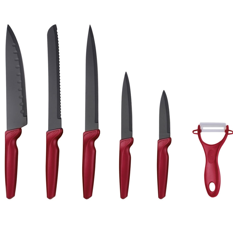 HATEX Küchenmesser Set 6-teilig rot matt