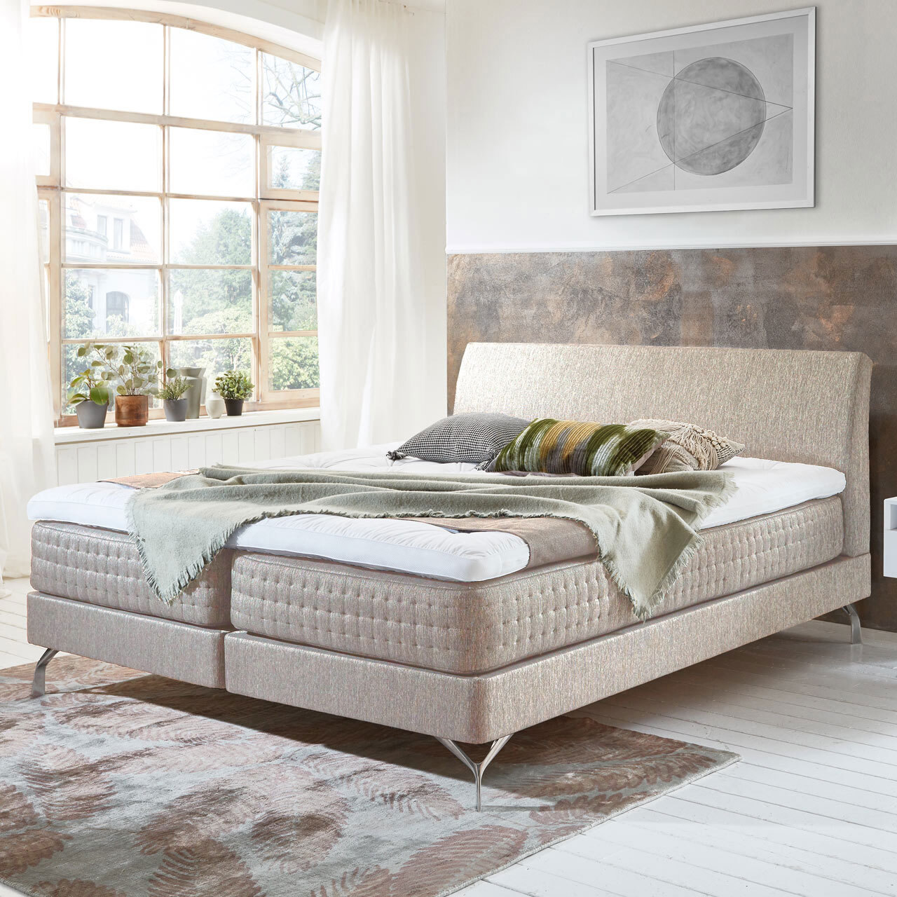 MONDO Boxspringbett SENTA 180 x 200 cm Anouk Khaki