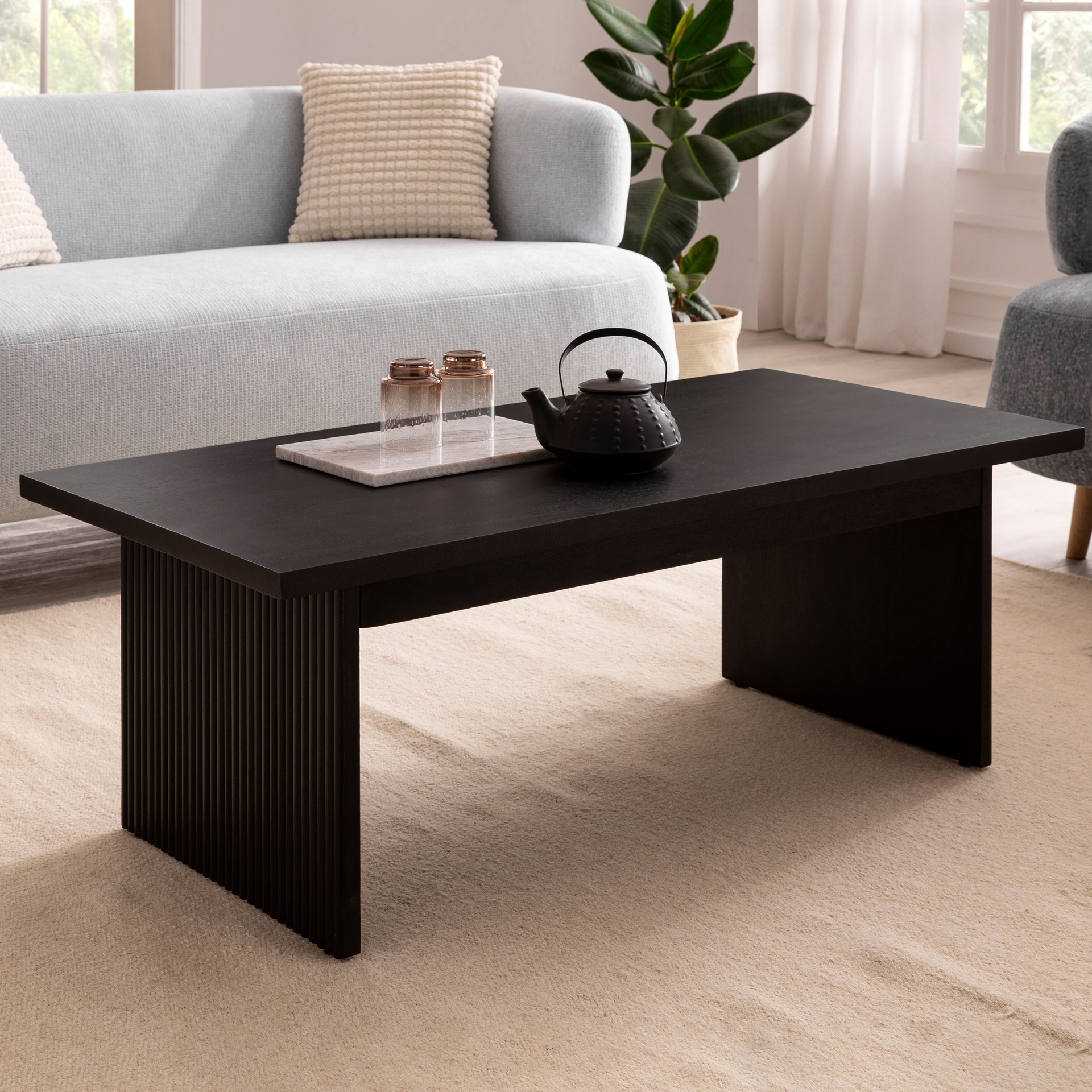 CASAVANTI Couchtisch 110x55 cm Massivholz Mango schwarz