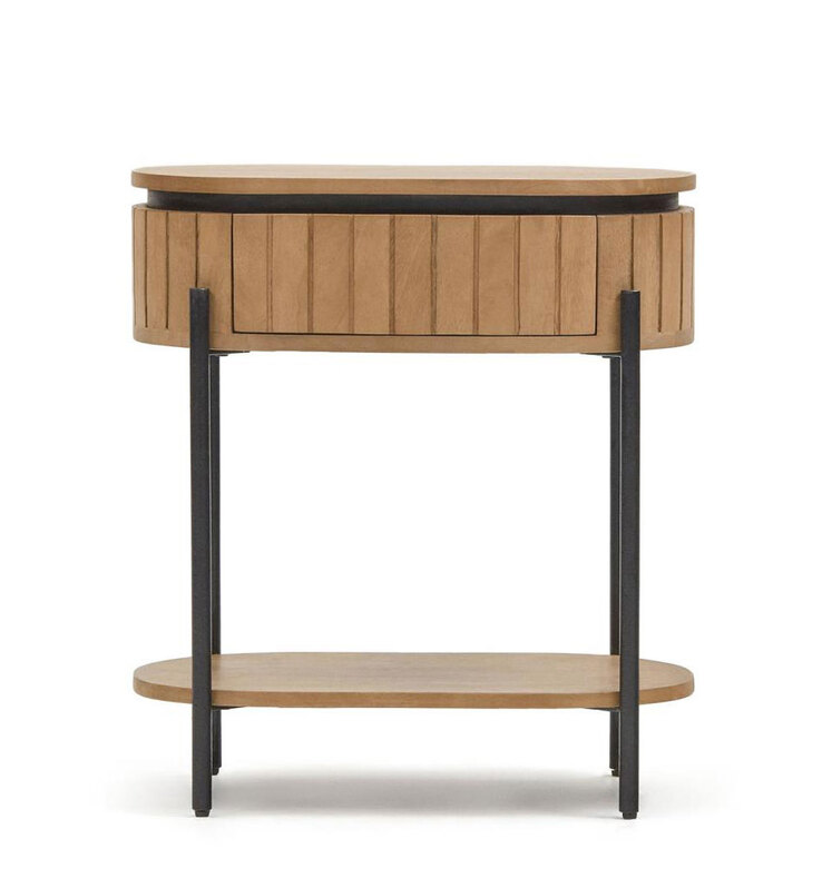 Kave Home Nachttisch LICIA 55 x 65 cm braun/ schwarz