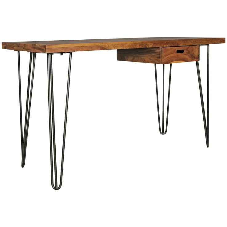 Schreibtisch mit Schublade 130 x 76 cm Braun Schwarz