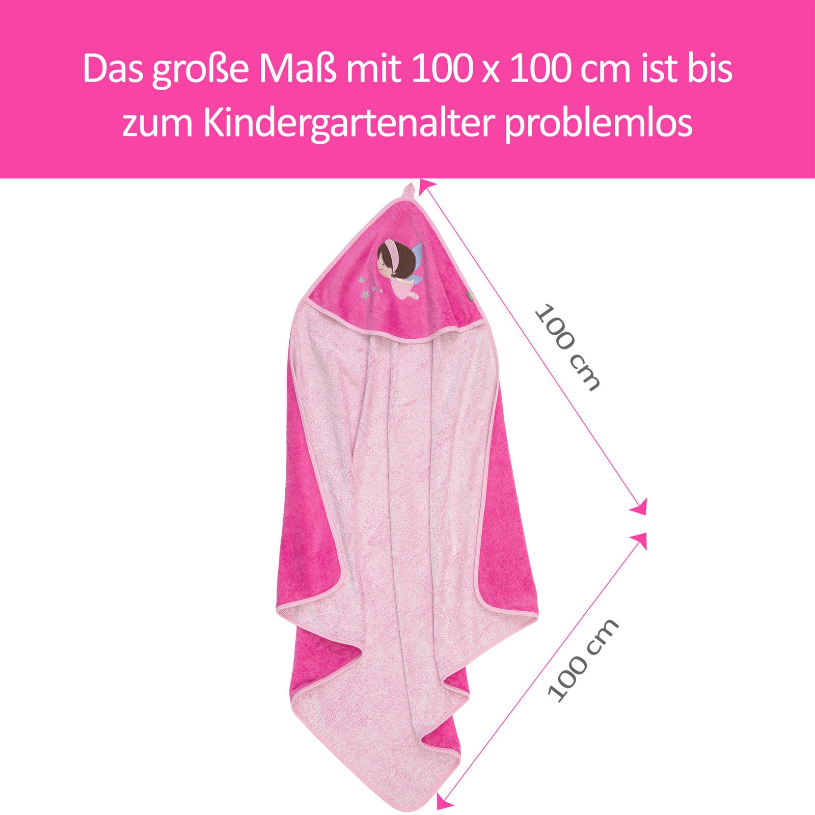 Smithy Kapuzenhandtuch ELFE 100 x 100 cm pink