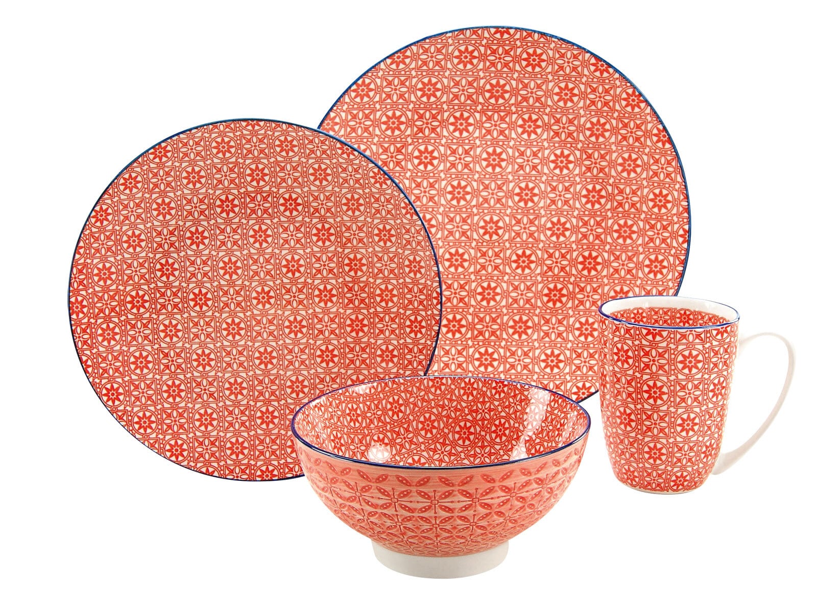 CreaTable Dessertteller MEDITERRAN 4er Set 21 cm rot