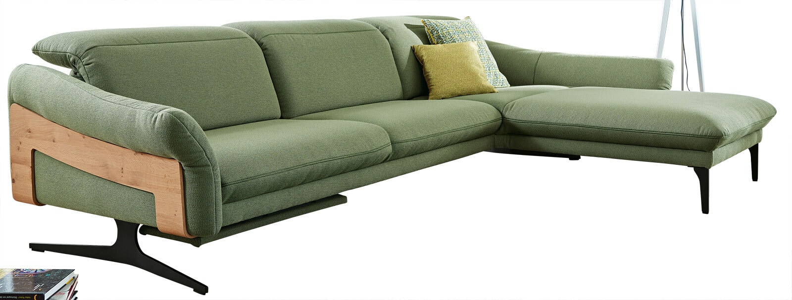 himolla Ecksofa 312 x 203 cm WAIDRING Echtholz/Stoffbezug Grün