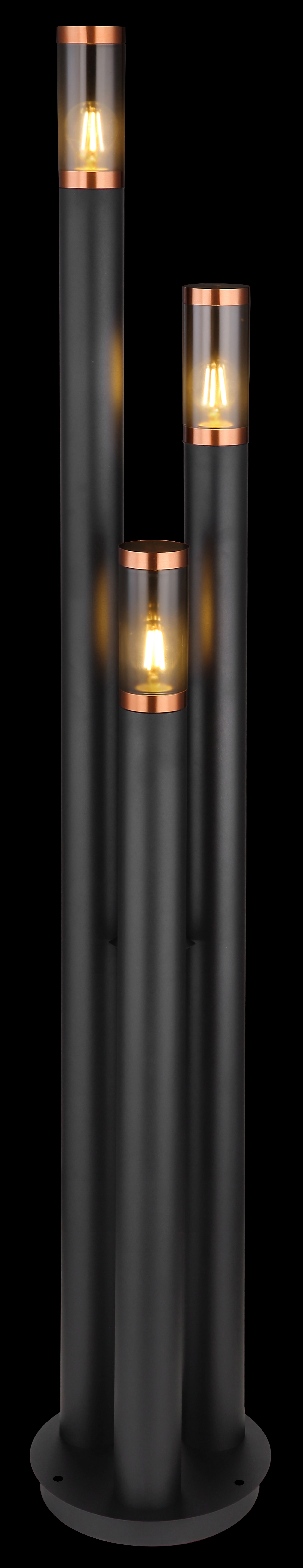 GLOBO LED Retrofit Wegeleuchte BOSTON 3-flg 170 cm schwarz
