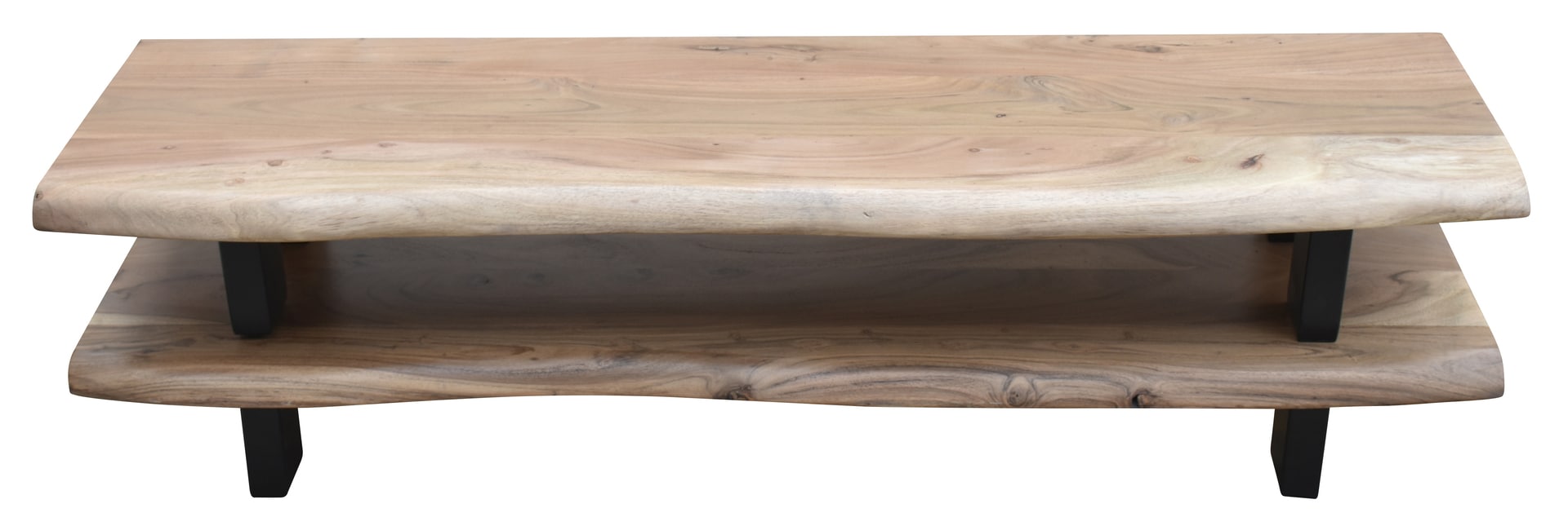 Lowboard 140 x 36 cm Akazie mit Baumkante natur/schwarz