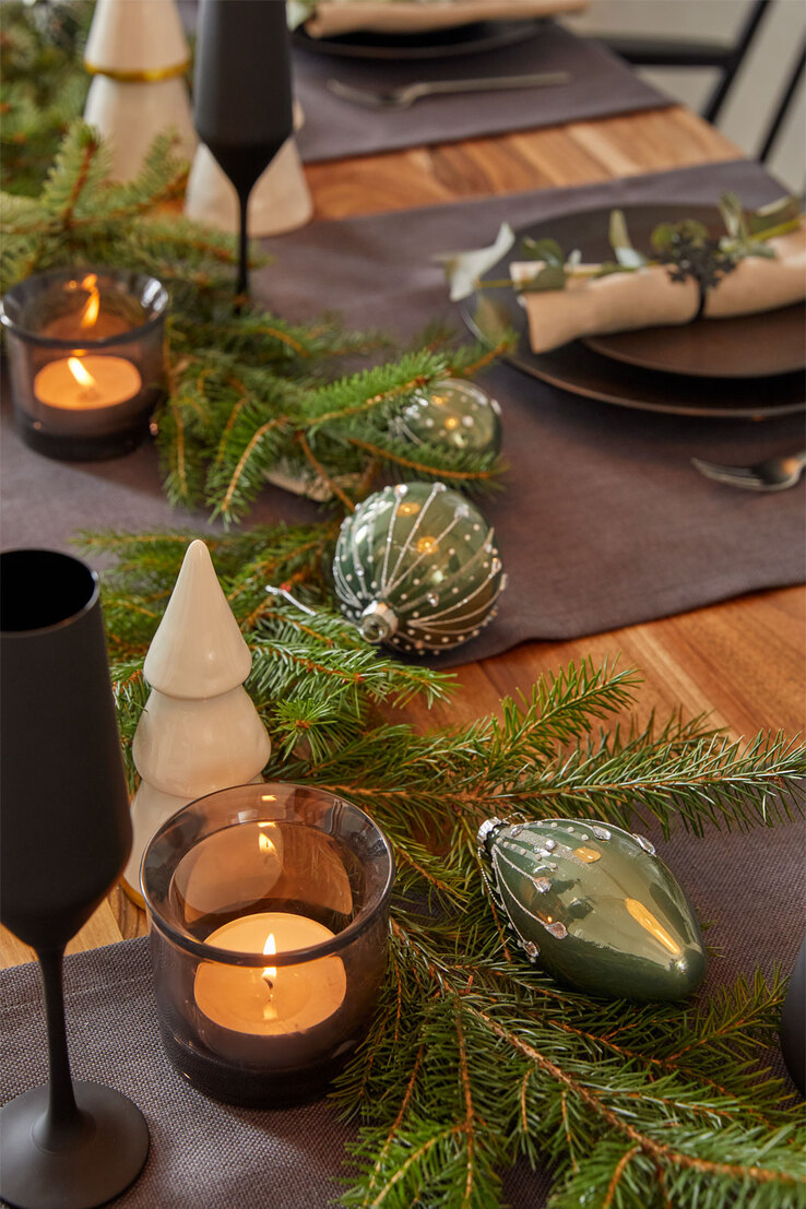 casaNOVA Weihnachtskugel 10 cm grün /silberfarbig