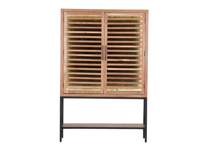 INTERhome Glasschrank SHOWCASE 100 x 160 cm Akazie massiv natur gesmoked lackiert/Glastüren