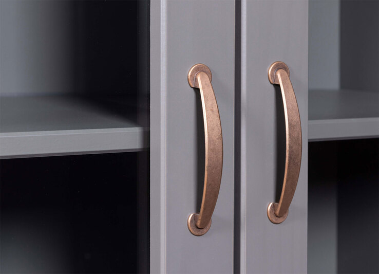 Vitrine NICLAS 90x190x38,4 cm Massivholz grau