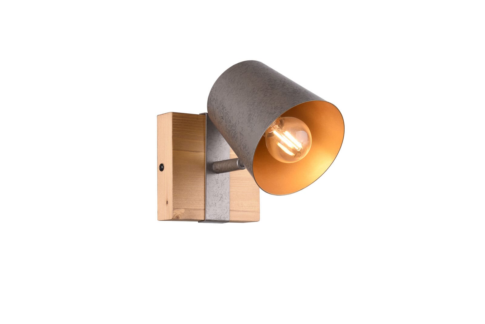 TRIO Retrofit Wandlampe BELL 1 Spot Holz /nickelfarbig antik