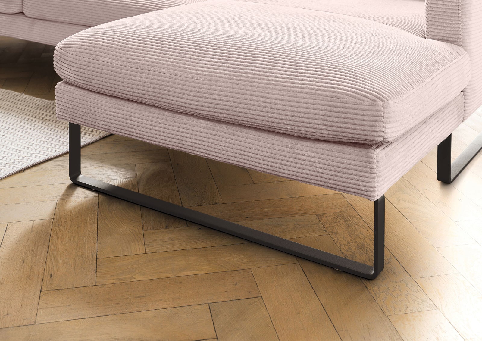 Ole Gunderson Ecksofa ROMA 298 x 154 cm Cord rosa