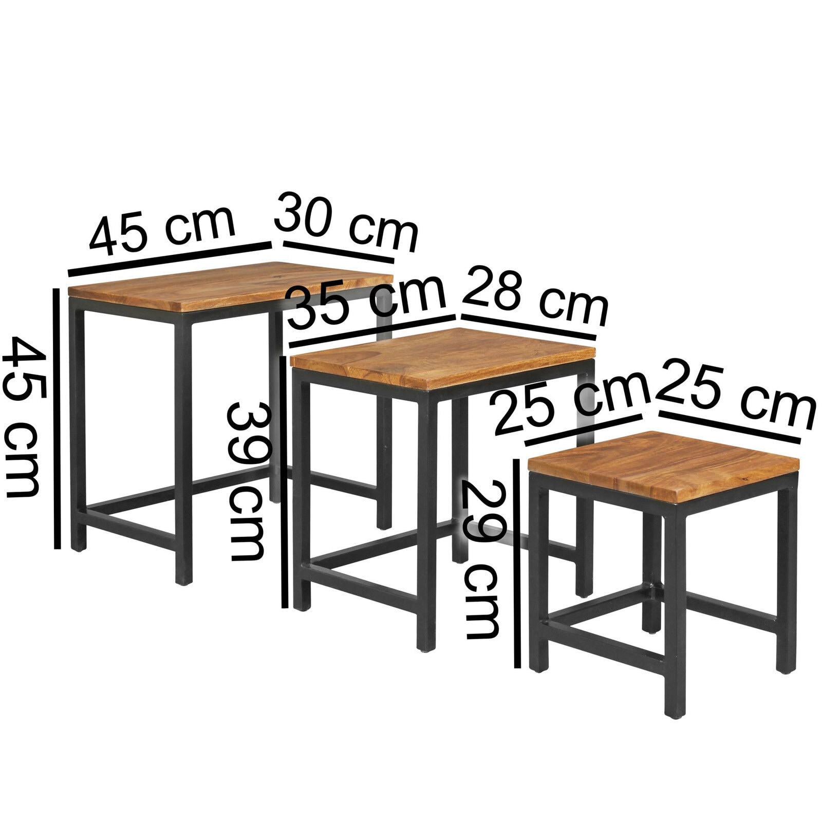 Beistelltisch 3-teilig Sheesham/ Rosenheim